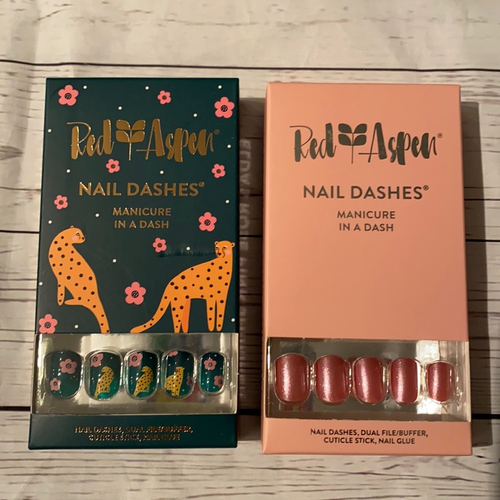 Red Aspen Nail Dashes - Soley and the Cheetah & Elda’s Rose Pink Shimmer